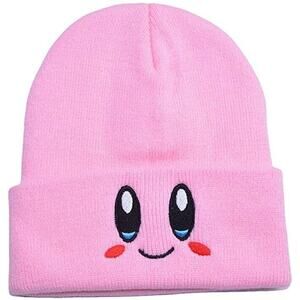 Kirby Beanie Hat Pink Cute Kawaii Knit Cap Adult Unisex Anime Accessory Gift